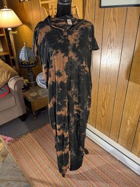 Smash + Tess Black and Rust Tie-Dye Jumpsuit Romper